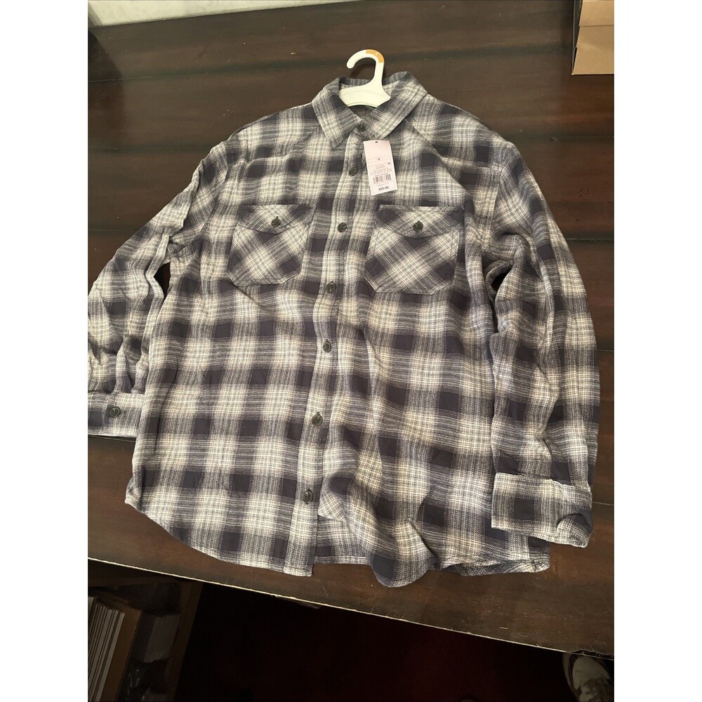 Wild Fable Black Long Sleeve Flannel Style Shirt Men’s Small W/ Pockets On Side